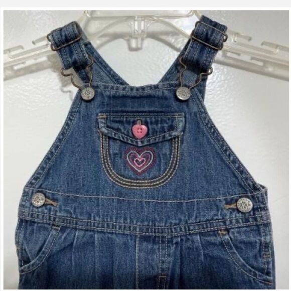 OshKosh B'gosh Baby Blue Denim Vestbak Kid Overalls - Picture 2 of 15